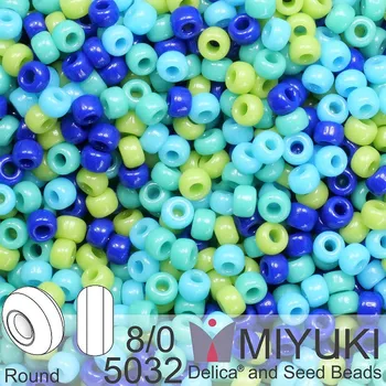 Dětské navlékací korálky Korálky Miyuki Round 8/0. Barva 5032 Mix Total turquoise. Balení 5g