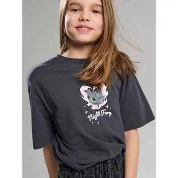 Sinsay - Bavlněná košilka s potiskem How to Train Your Dragon - šedá - 753HB-86X - 753HB-86X-164