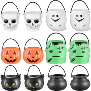 Party dekorace Cabilock 12PCS Halloween Koleda nebo bonbón držák na cukrovinky bonbóny dýňová lebka duch kbelík