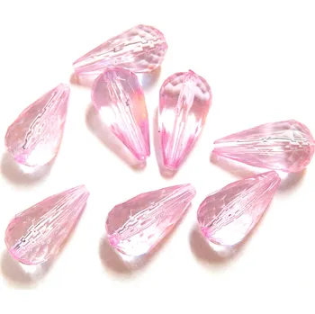 Dětské navlékací korálky Plastový korálek, slza, hruška, barva růžová, 21x11mm, 20ks/bal.