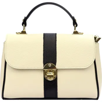 Kabelka Kožená kufříková kabelka Luka 20-098 béžová / černá