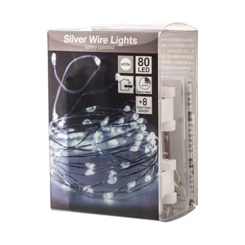 Vánoční dekorace LED světýlka bílá venkovní časovač 80 LED 4 m