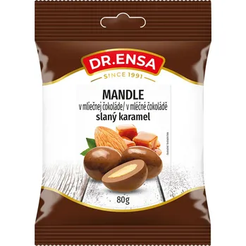 Dr.Ensa Mandle v mléčné čokoládě Slaný Karamel 80g (Kartonové balení : 15 ks)
