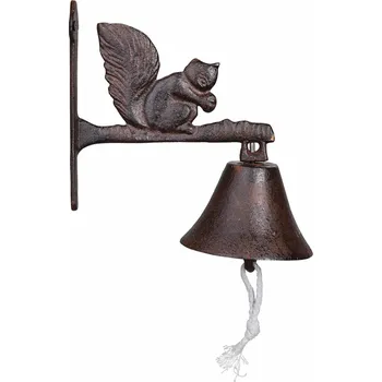 Zahradní úložný box Zahradní zvonek Squirrel, 19x9,5 cm, litina, hnědá