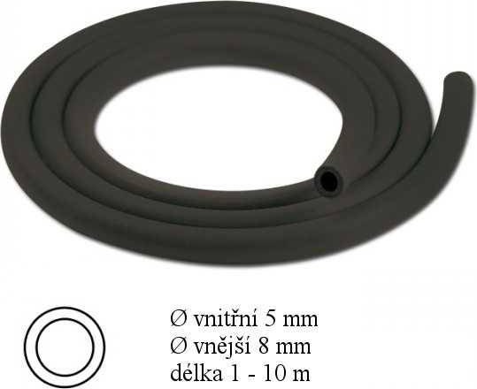 HSM Benzinová (palivová) hadička gumová vnitřní O=5mm, vnější O=8mm, délka 1m