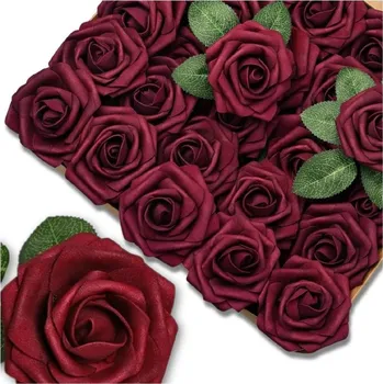 umělá květina Camerazar Sada umělých květin růží 25 ks dekorativní vínové