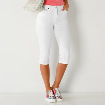 Dámské kalhoty Úzké barevné 3/4 kalhoty bílá 44