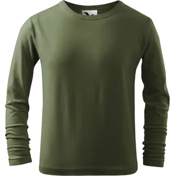 Chlapecké tričko DĚTSKÉ TRIČKO khaki Malfini Fit-T LS (Dětské tričko dlouhý rukáv)