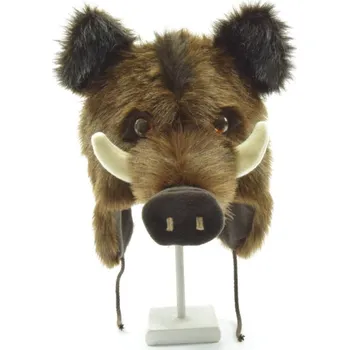 Čepice Zimní čepice Kanec s čumáčkem a velkými zuby Barva: Hnědá, Velikost: M (55-56)