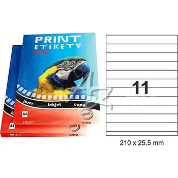 Speciální papír Emy samolepicí etikety 210,0x25,5mm/100archů 11etiket/arch Bílé