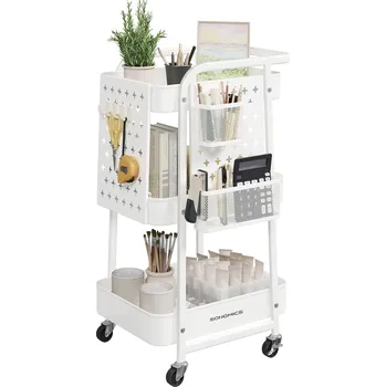 Servírovací stolek SONGMICS Pojízdný kancelářský vozík 73,9 x 43,3 x 32,3 cm bílý
