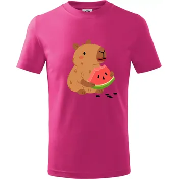 Chlapecké tričko Kapybara s melounem - Tričko dětské bavlněné - 98 cm / 2 roky ( Malinová )