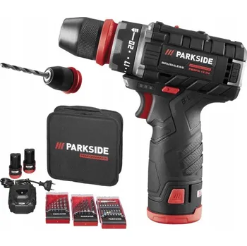Parkside Performance AKU šroubovák 2x akumulátor, nabiječka, 3x příslušenství PBSPA 12 E4