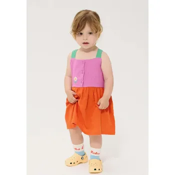 Dámské šaty Dětské bavlněné šaty Bobo Choses Pixel Daisy 126AB092 oranžová 23X, vel. 62