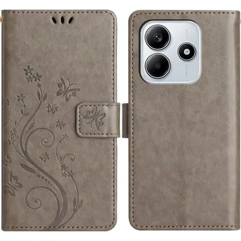 Pouzdro na mobilní telefon Flowers knížkové pouzdro na Xiaomi Redmi Note 14 5G - šedé