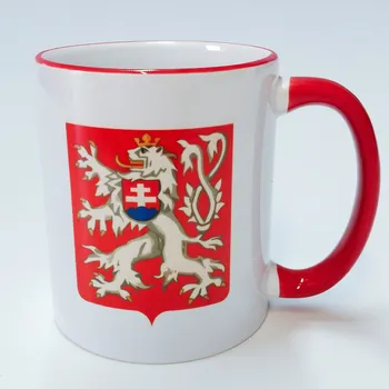 Hrnek s historickým znakem ČSR 330 ml červený lem