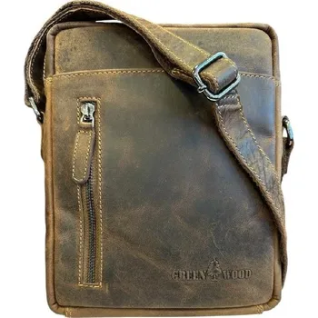 Green Wood pánská kožená crossbody hnědá 191049 khaki