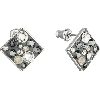 Náušnice Evolution Group s.r.o. Náušnice bižuterie se Swarovski krystaly šedé kosočtverec 51032.5 silver night