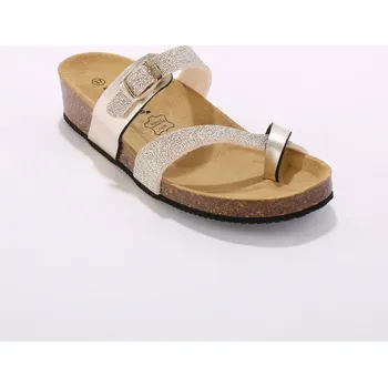 Dámské pantofle Pantofle na korkové klínové podrážce zlatá 36