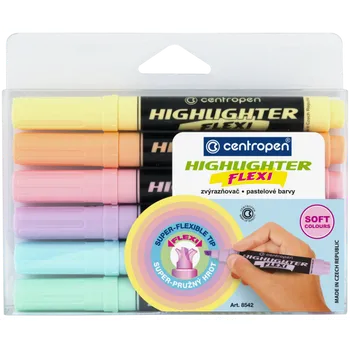 Zvýrazňovač centropen Zvýrazňovač Centropen 8542 flexi soft 6ks 476527