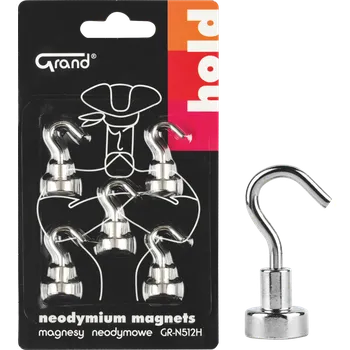 Dekorativní magnet Grand magnet neodymový 12mm s háčkem GR-N512H 5ks 130-1966 557464