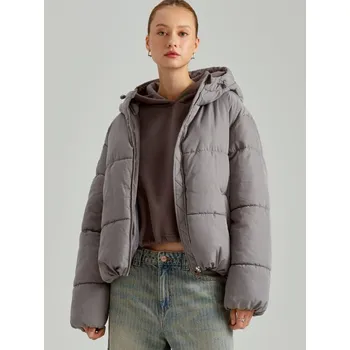 Dámský kabát Bunda puffer s kapucí - XL - House - tmavošedý - 591AJ-90X