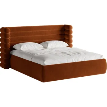 Postel Micadoni Terakotově oranžová sametová dvoulůžková postel Mount 160 x 200 cm