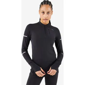Dámské tričko KIPRUN Dámské běžecké hřejivé tričko s dlouhým rukávem/mikina Run 500 Warm 44 ČERNÁ