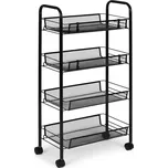 Kovový regál na kolečkách LADY s 4 zásuvkami černý