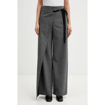 Dámské kalhoty Kalhoty s příměsí vlny MM6 Maison Margiela, L, šedá, 90X