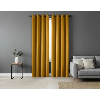 Zatemňovací závěs s kroužky "BLACKOUT" SIERRA 135x250 mustard/hořčicová (cena za 1 kus) Mybesthome