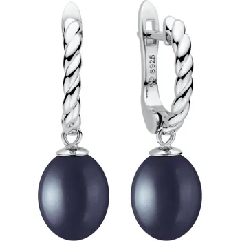 Náušnice Gaura Pearls Stříbrné náušnice s černou perlou Maya, stříbro 925/1000 SK22515EL/B Černá