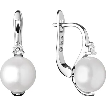 Náušnice Gaura Pearls Stříbrné náušnice s řiční perlou a zirkony Sarah, stříbro 925/1000 SK20229EL Bílá
