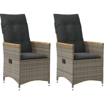 vidaXL Polohovací zahradní křesla 2 ks s poduškami polyratan [365651] Barva: Černá a krémová