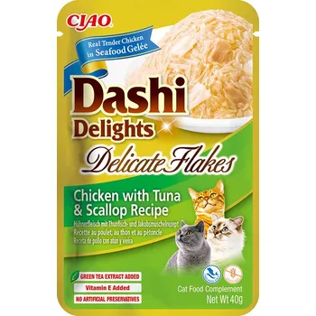 Krmivo pro kočku Inaba Dashi Delights Deli Flakes Chicken & Tuna & Scallop 40 g