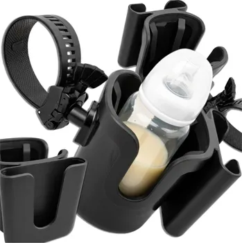 Přeprava dětí Camerazar Držák na lahvičku/telefon do kočárku 2 v 1 univerzální černý