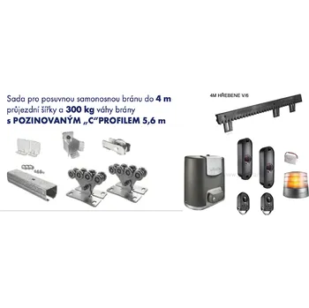 Pohon brány SOMFY ELIXO iO EE - kompletní sestava do 4m, kování s pozinkovaným profilem, do 300kg