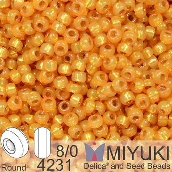 Korálek Korálky Miyuki Round 8/0. Barva 4231 Duracoat Silverlined Dyed Golden Flax. Balení 5g