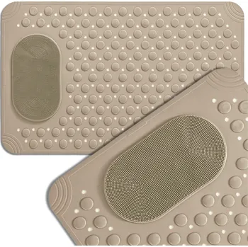 Koupelnová předložka Camerazar Protiskluzová koupelnová předložka do sprchy do koupelny 69x36 cm, béžová, masážní