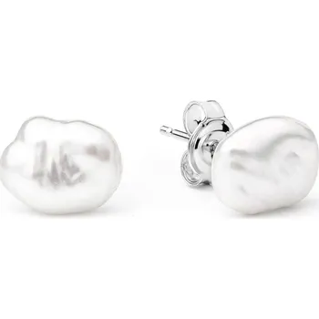 Náušnice Gaura Pearls Stříbrné náušnice s řiční perlou Amy, stříbro 925/1000 EFK08E Bílá