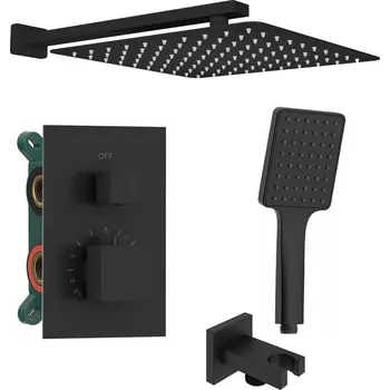 Vodovodní baterie Sapho Podomítkový sprchový set s termostatickou baterií, box, 2 výstupy, černá mat - 1102-32B-21