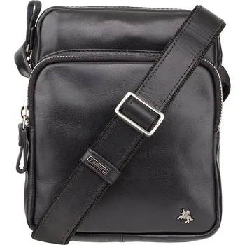 Značková pánská kožená taška přes rameno černá (KT165)