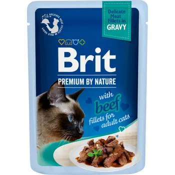 Krmivo pro kočku Brit Premium Cat D Fillets in Gravy with Beef 85g (odběr 24 ks)