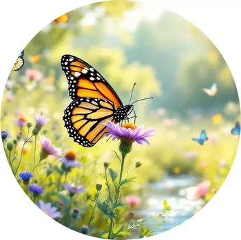 Jedlá dekorace na dort Obrázek Jedlý papír na dort Motýlek na louce