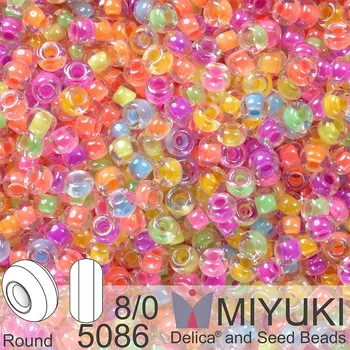 Dětské navlékací korálky Korálky Miyuki Round 8/0. Barva 5086 Mix Neon party. Balení 5g