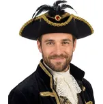 Historický třírohý klobouk s broží a peřím