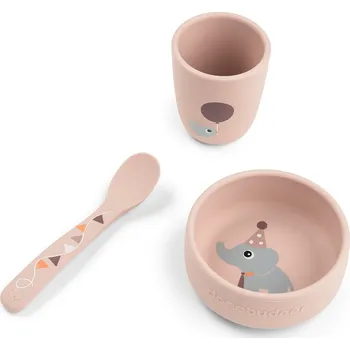 dětská jídelní sada DONE BY DEER Stick and stay jídelní set Celebration - růžový