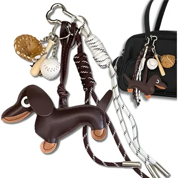 Camerazar Přívěsek na klíče, taška, kroužek na klíče, přívěsek, jezevčík, baseballová sada