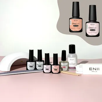 Lak na nehty ENII NAILS ENII Gel Lak Sada Mini pro začátečníky - Růžová a oranžová pastelové barvy (s lampou 24W)