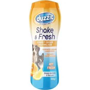 Čisticí prostředek na koerce a čalounění Duzzit Shake & Fresh Pet Fresh – vonný prášek na koberce 500 g